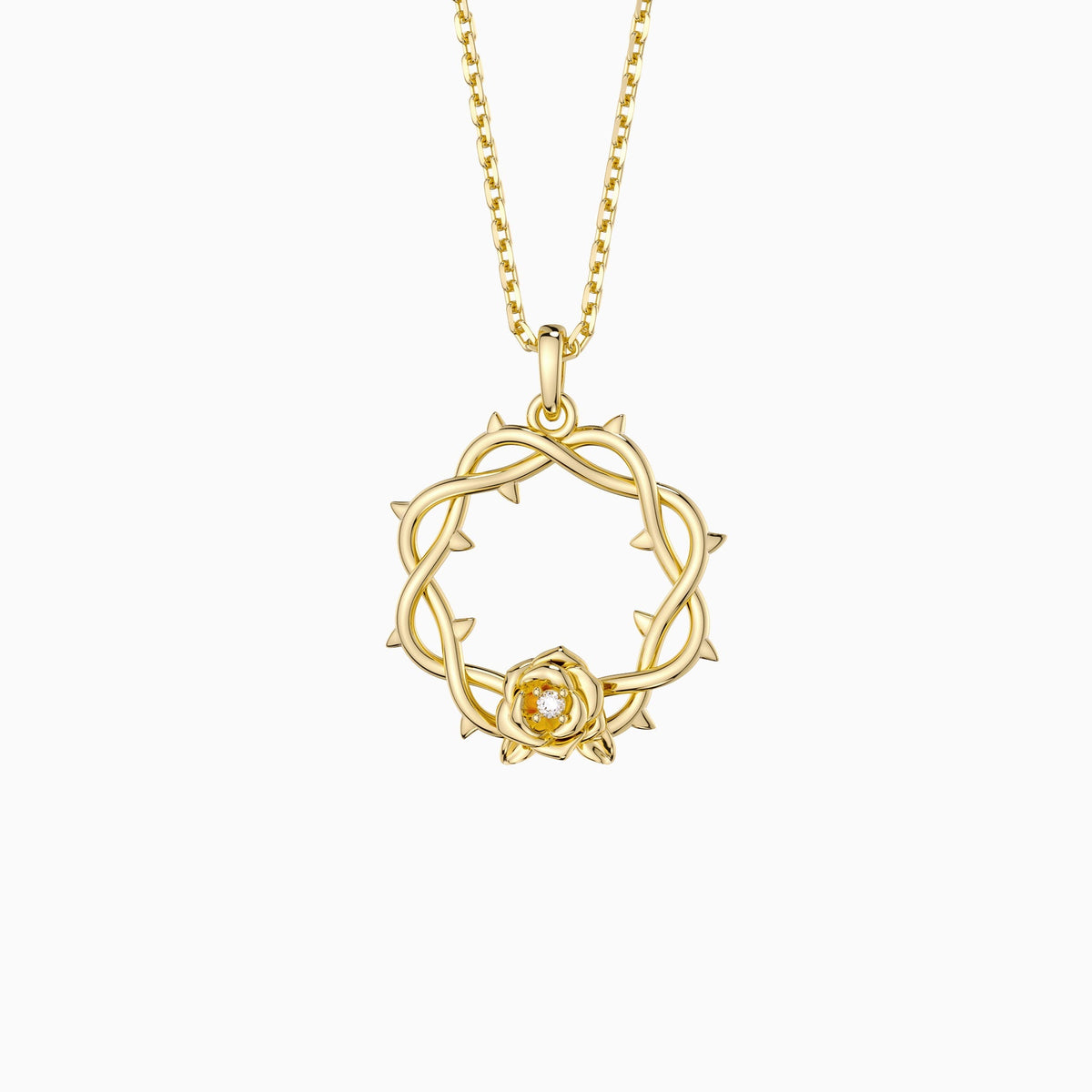Crown of Thorns Rose Pendant Necklace