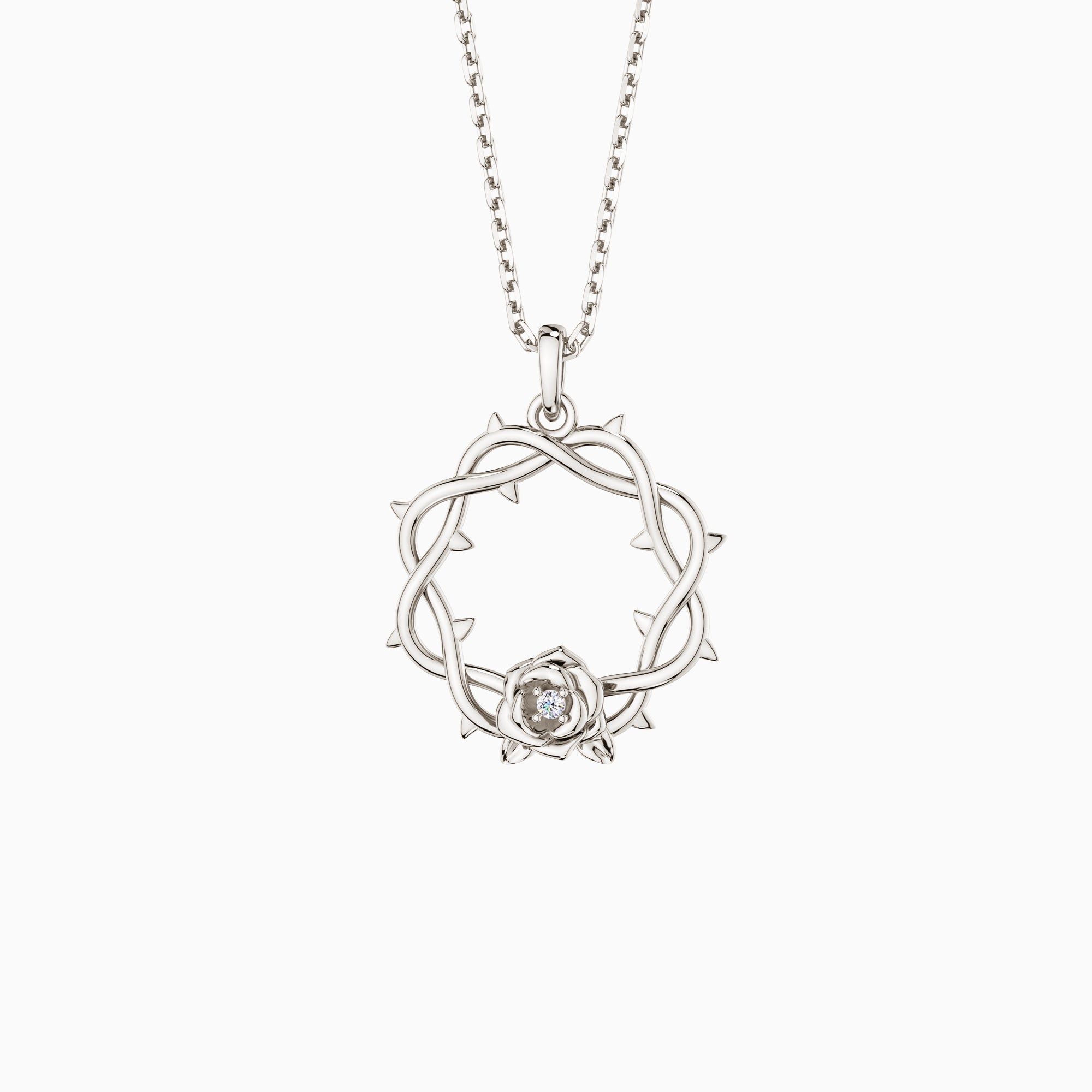 Crown of Thorns Rose Pendant Necklace