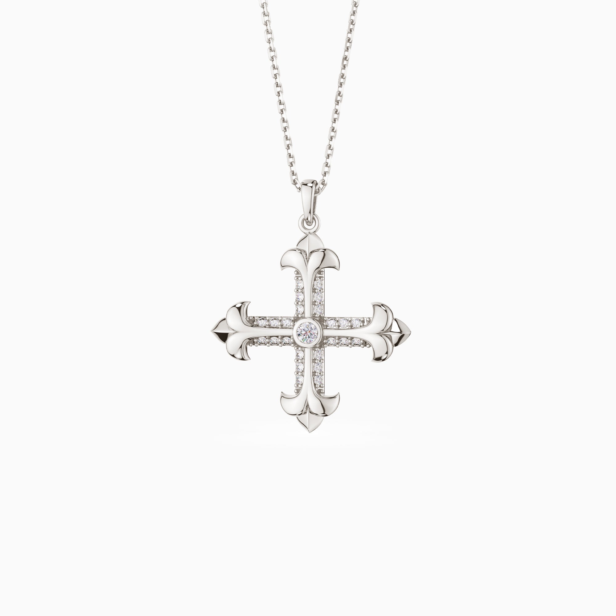 Fleur-de-Lis Cross Pendant Necklace