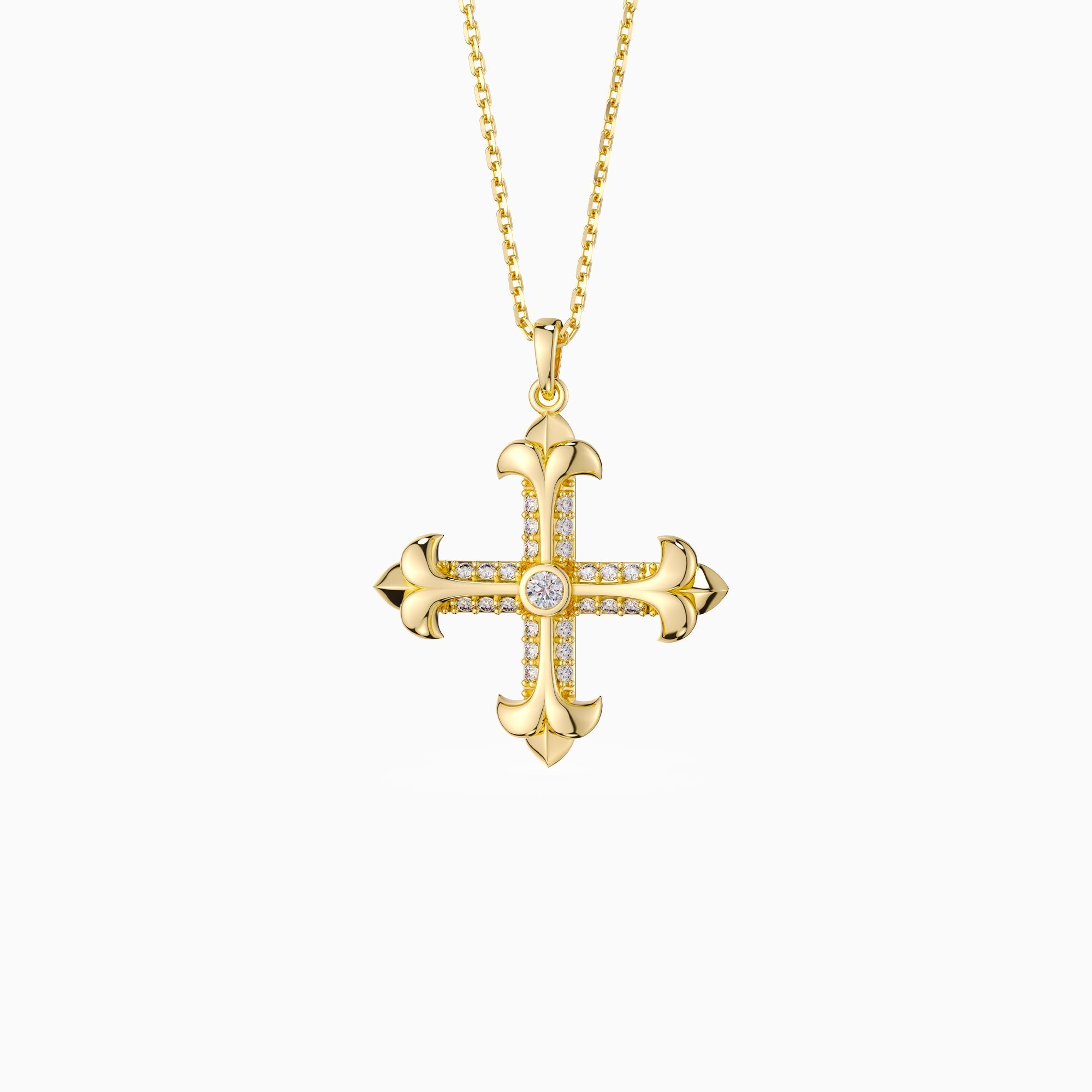 Fleur-de-Lis Cross Pendant Necklace