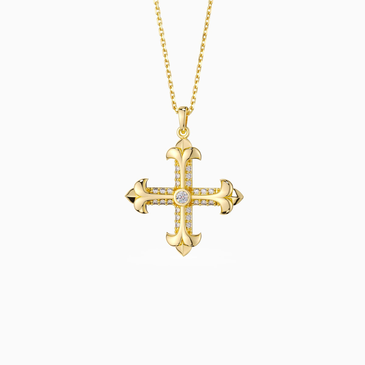 Fleur-de-Lis Cross Pendant Necklace