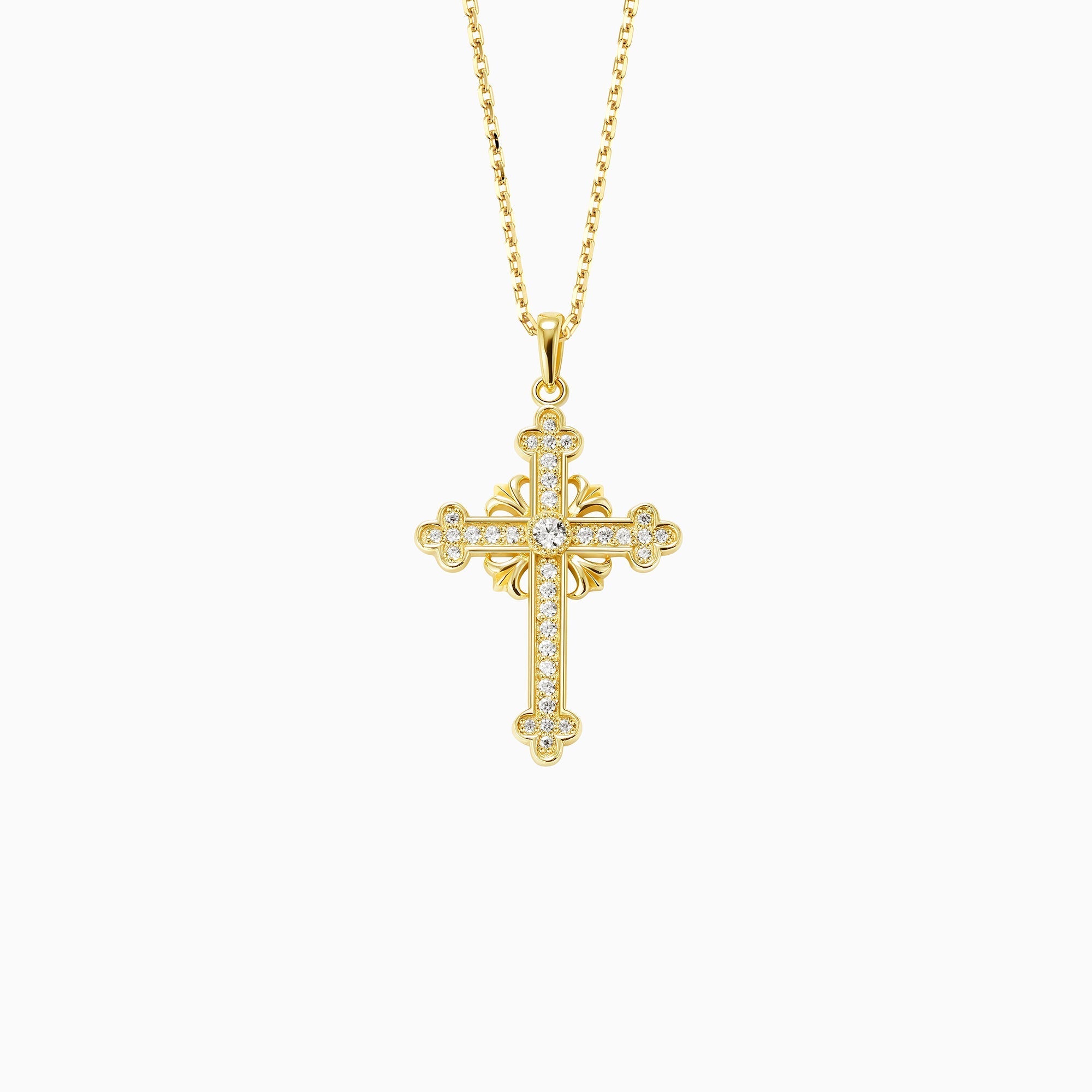 Classic Radiance Cross Pendant Necklace with Sparkling Stones