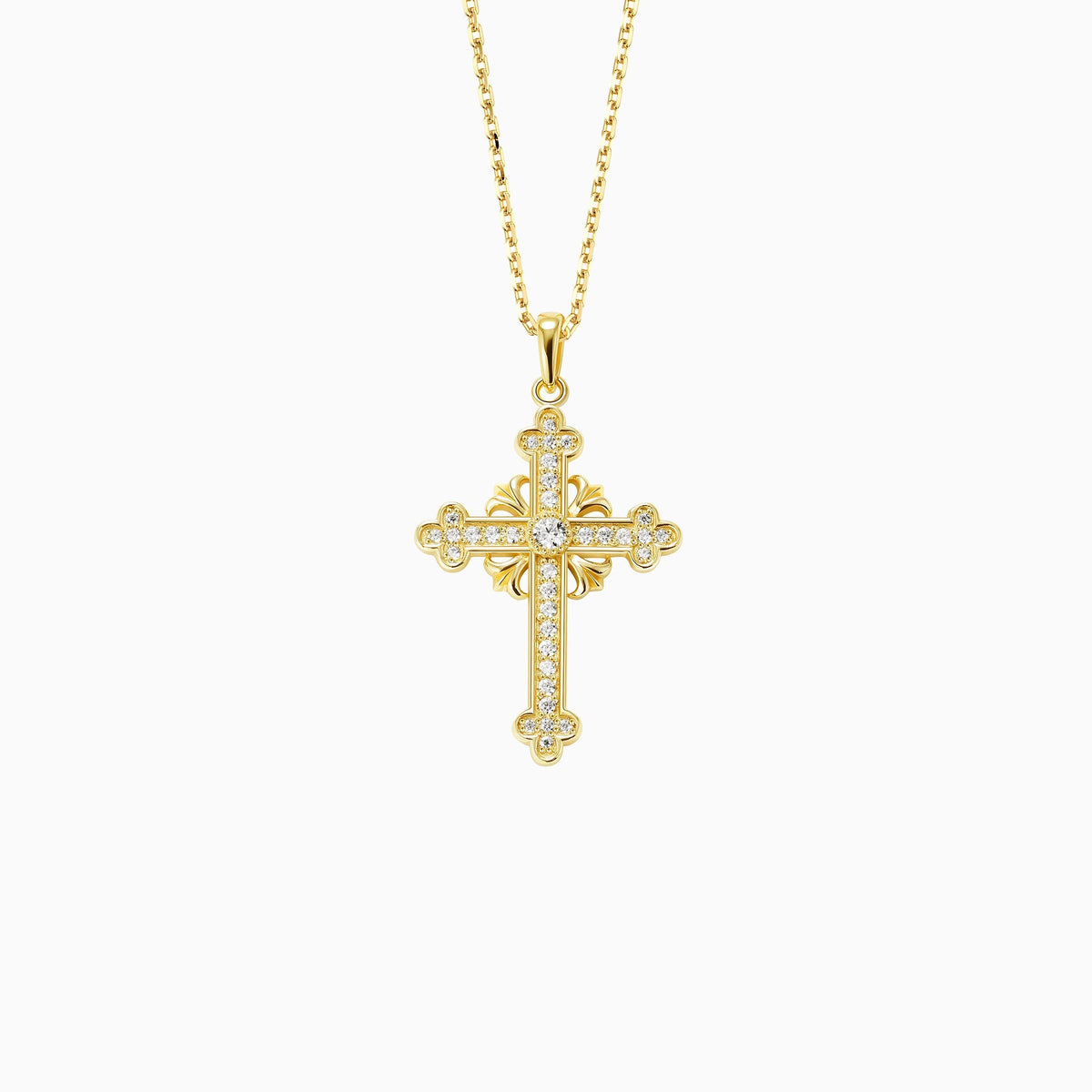 Classic Radiance Cross Pendant Necklace with Sparkling Stones