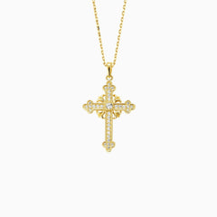 Classic Radiance Cross Pendant Necklace with Sparkling Stones