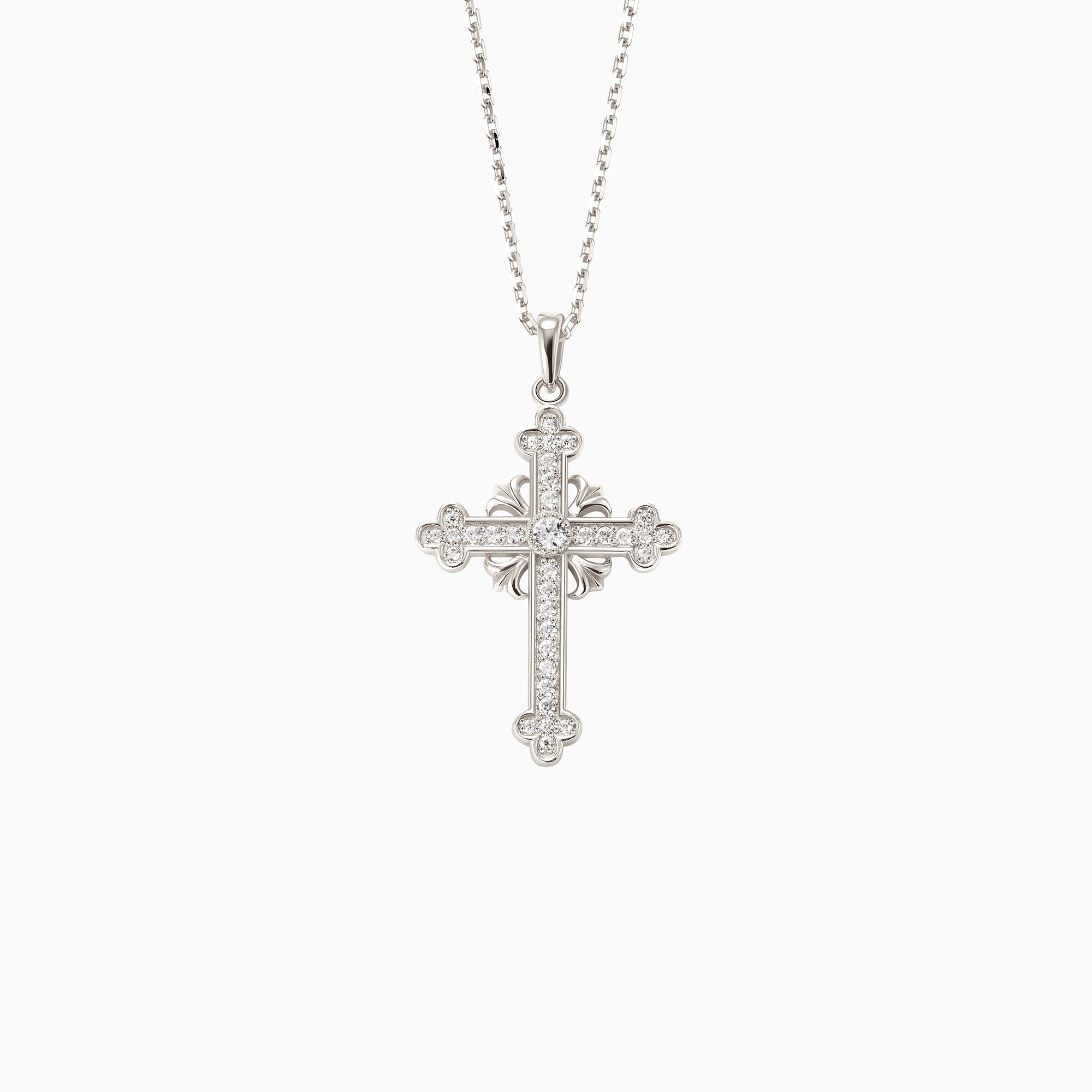 Classic Radiance Cross Pendant Necklace with Sparkling Stones