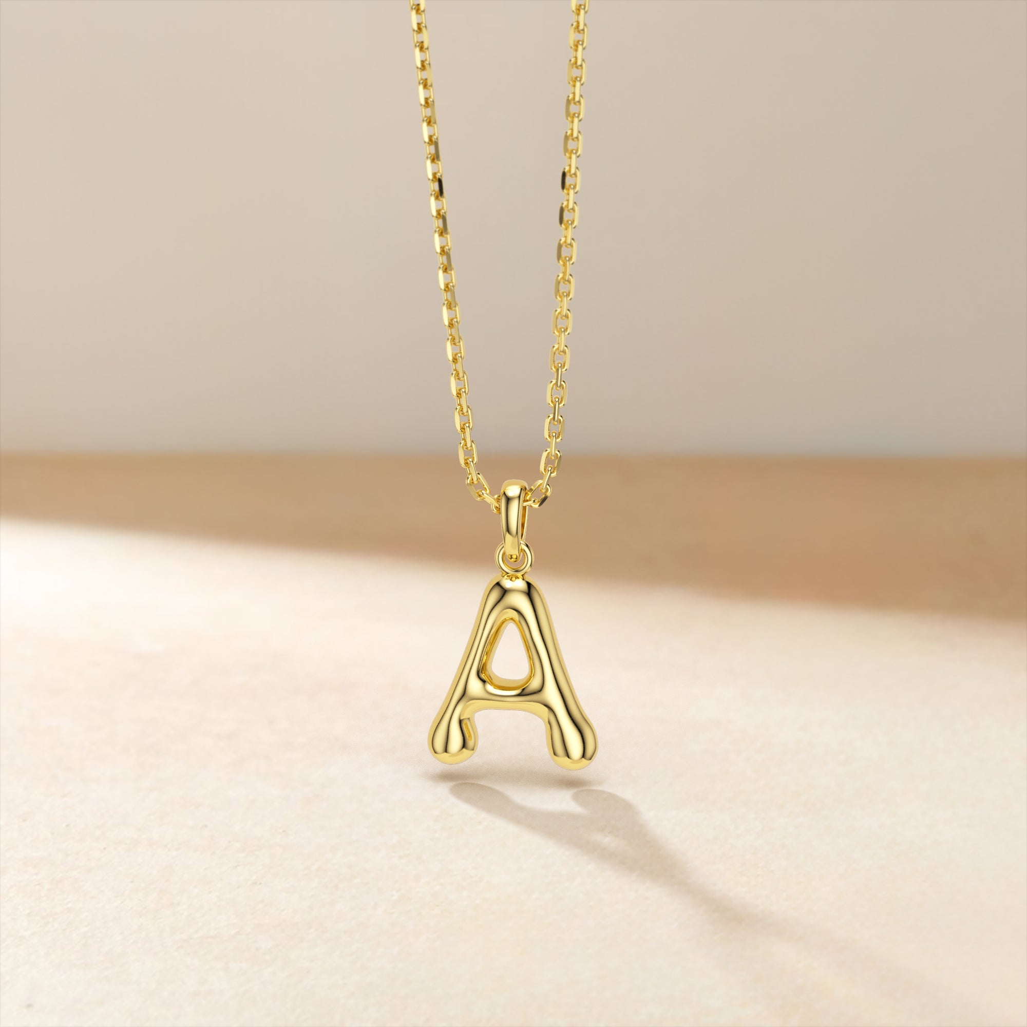 Bubble Initial Letter A Pendant Necklace