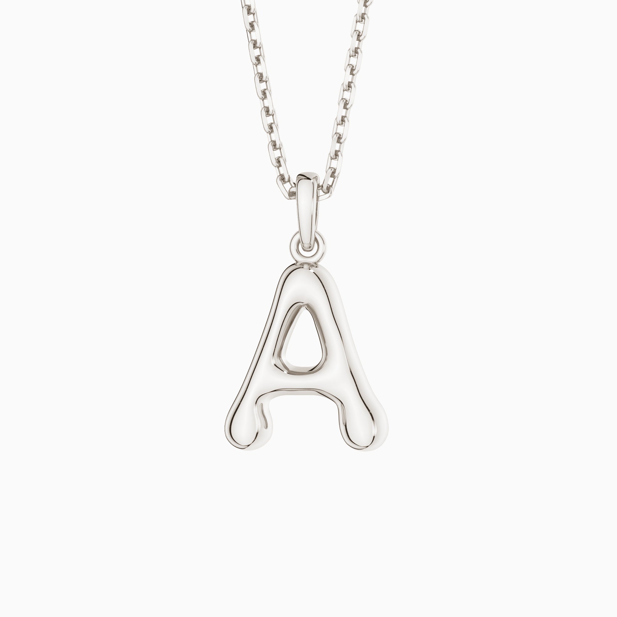 Bubble Initial Letter A Pendant Necklace