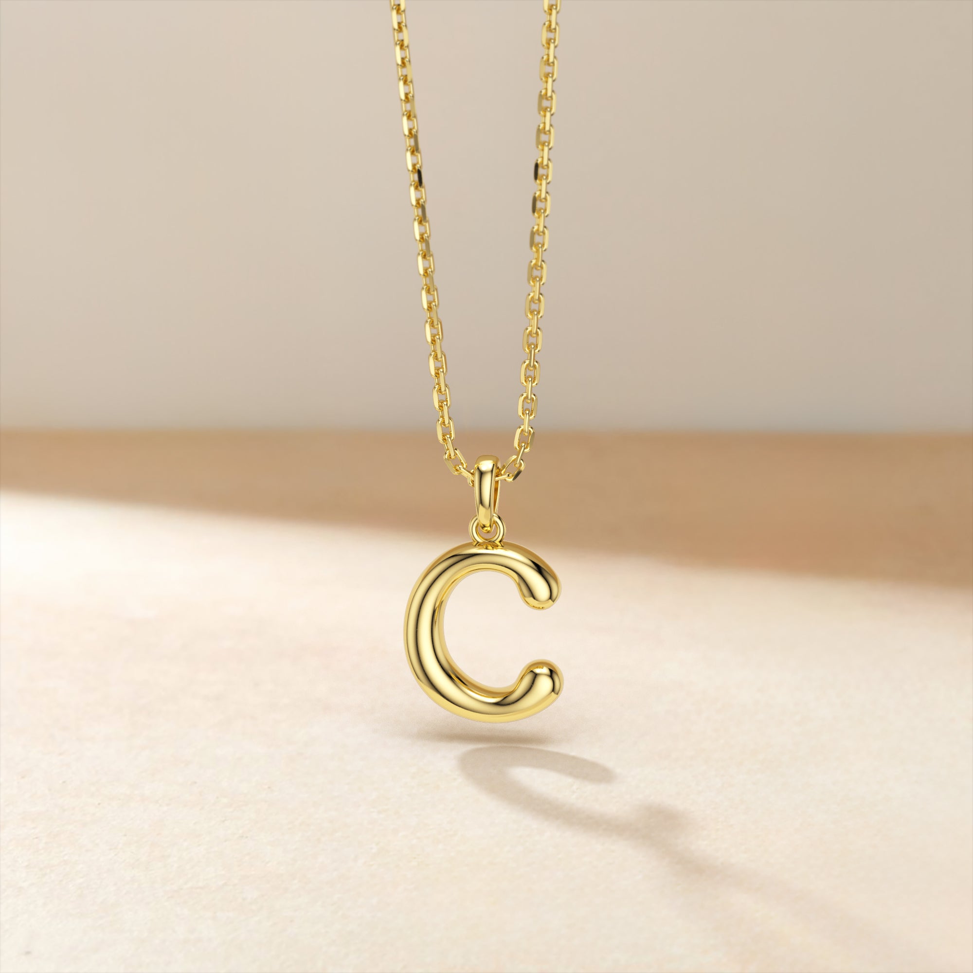 Bubble Initial Letter C Pendant Necklace