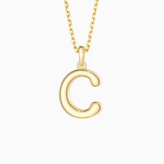 Bubble Initial Letter C Pendant Necklace