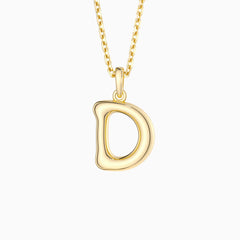 Bubble Initial Letter D Pendant Necklace