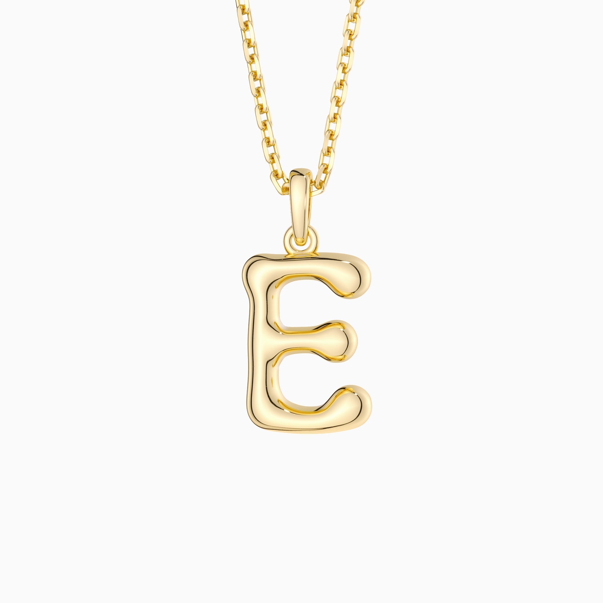 Bubble Initial Letter E Pendant Necklace
