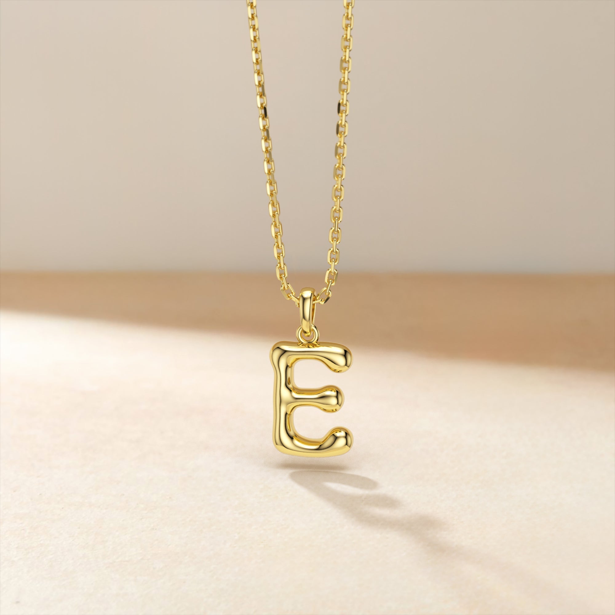 Bubble Initial Letter E Pendant Necklace