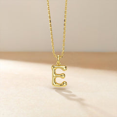 Bubble Initial Letter E Pendant Necklace