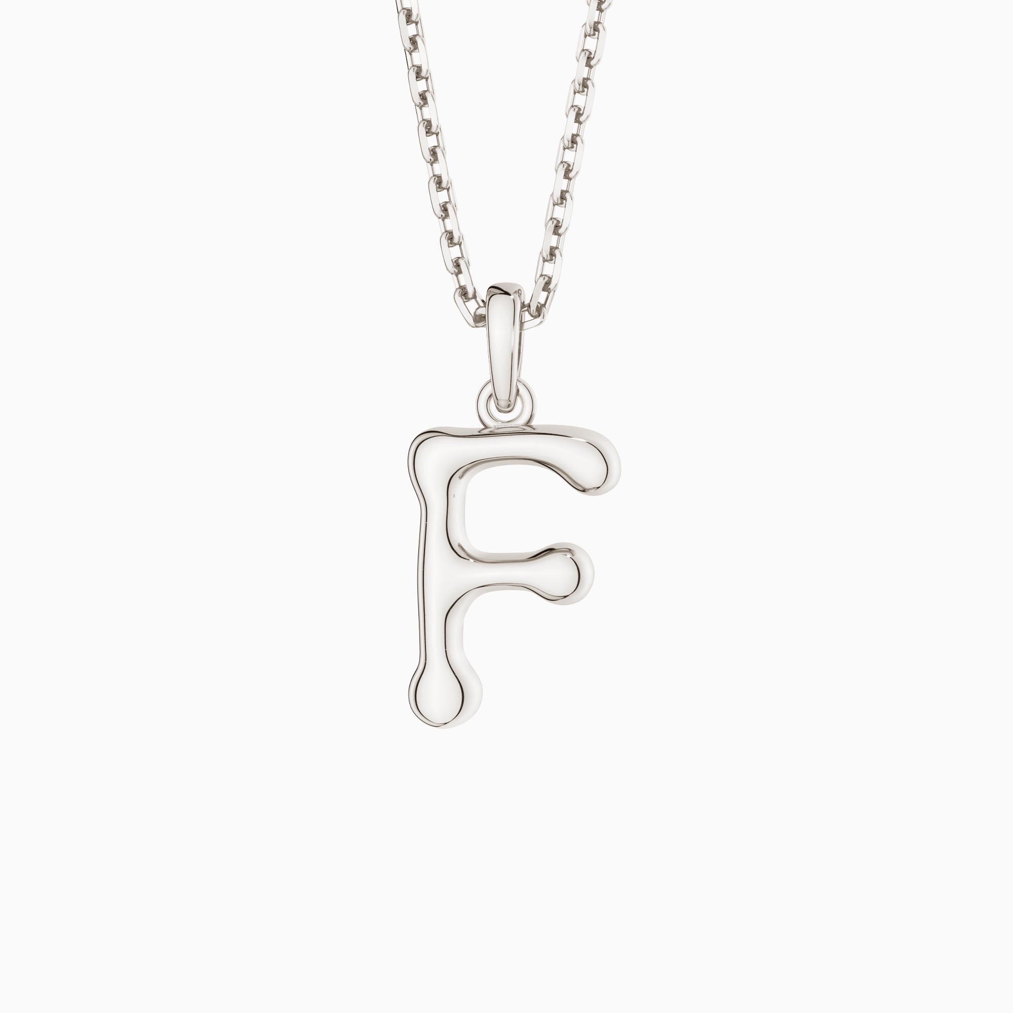 Bubble Initial Letter F Pendant Necklace