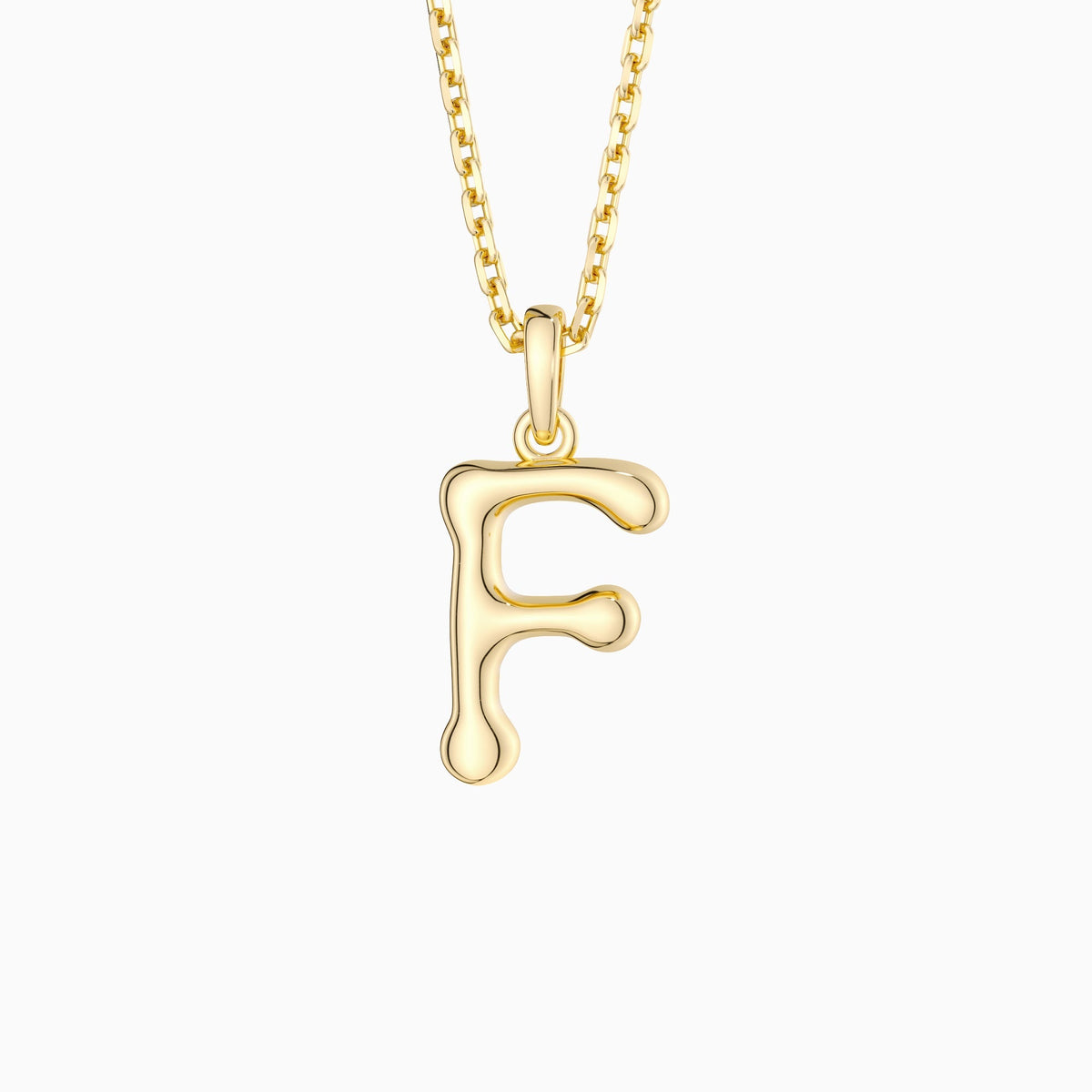 Bubble Initial Letter F Pendant Necklace