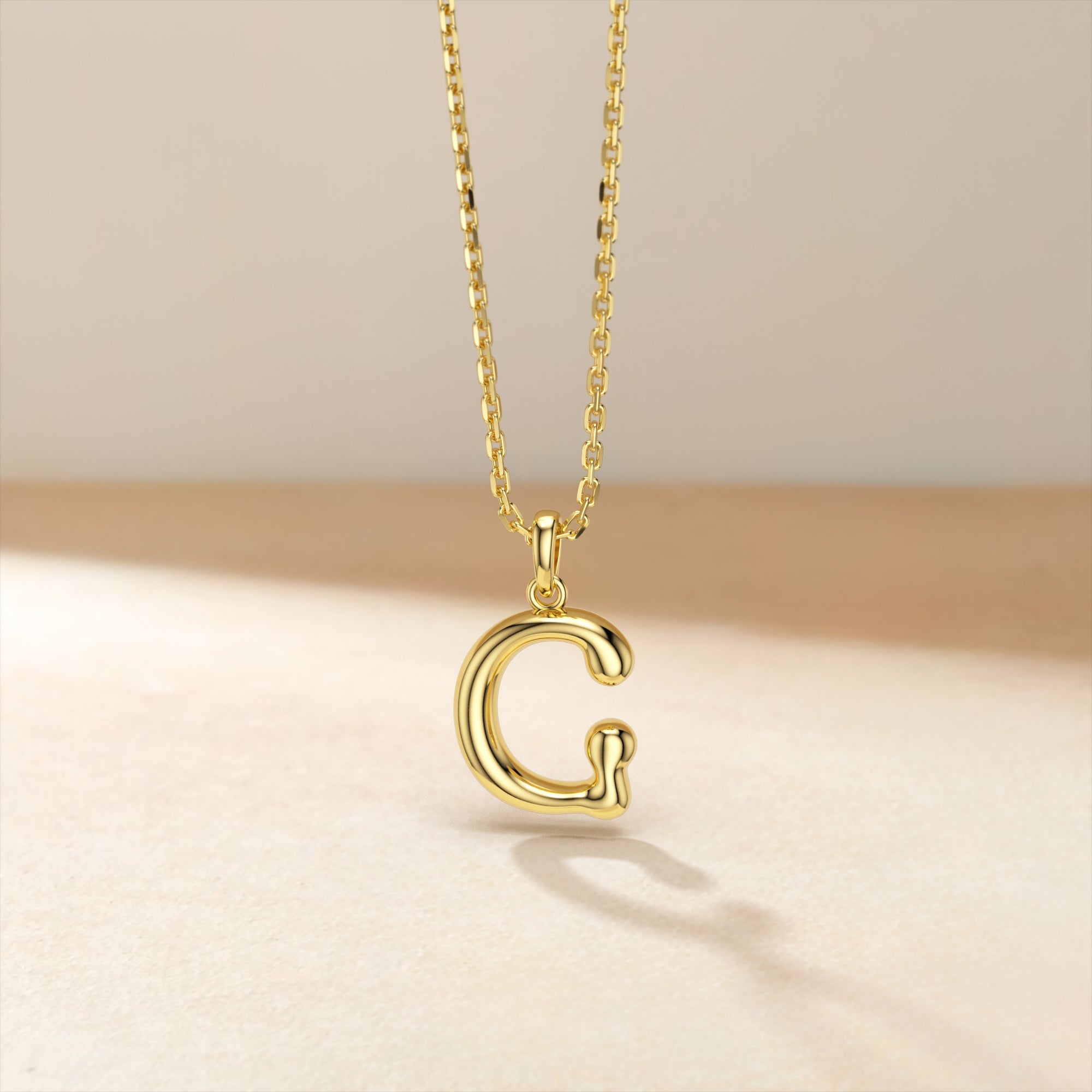 Bubble Initial Letter G Pendant Necklace