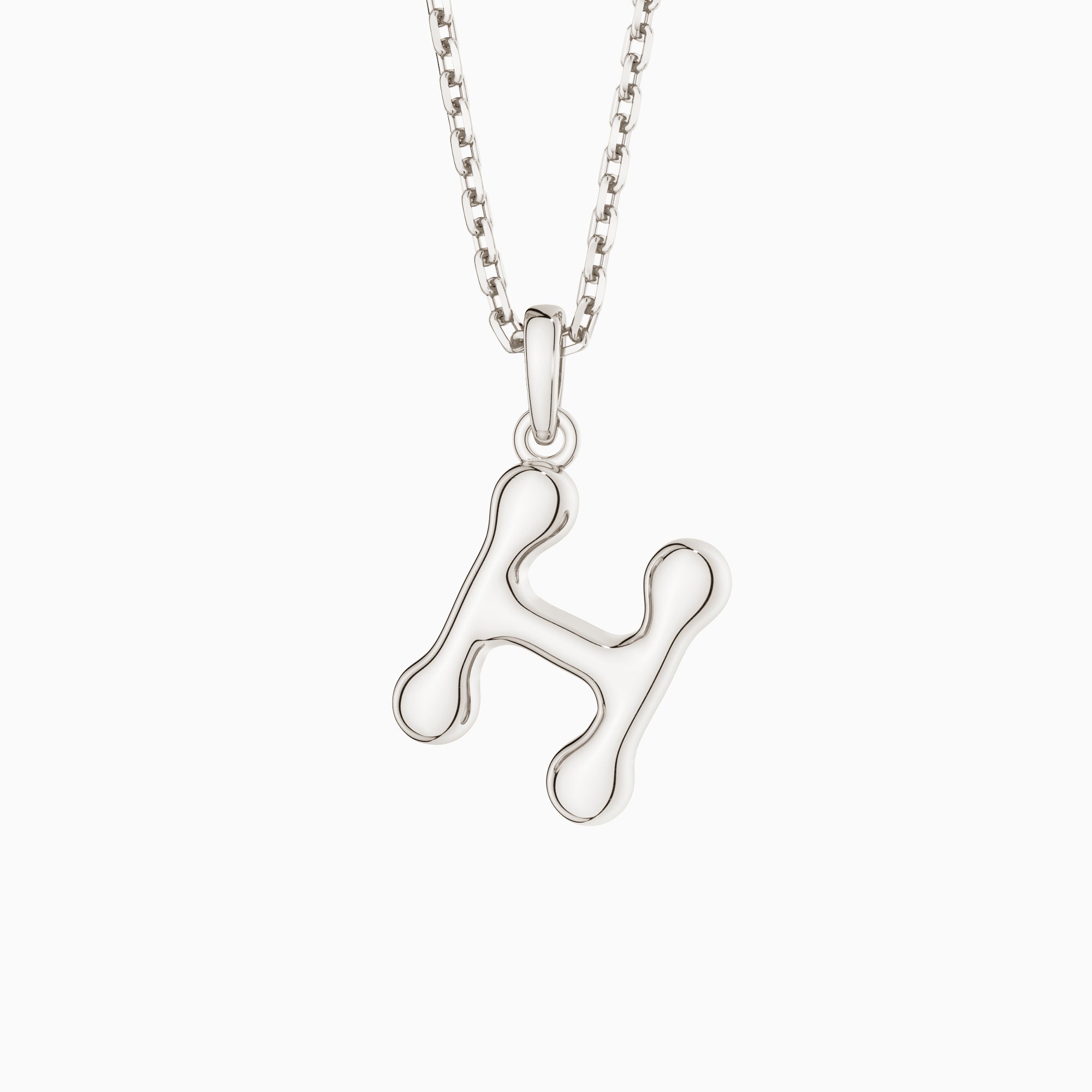 Bubble Initial Letter H Pendant Necklace