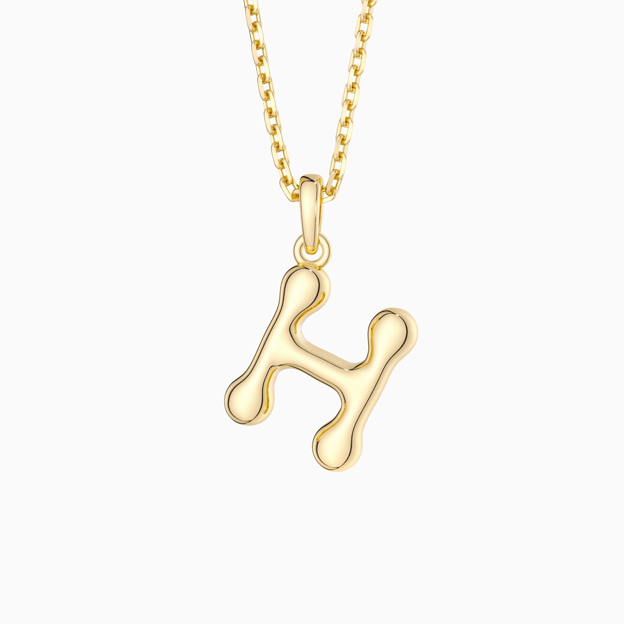 Bubble Initial Letter A-Z Pendant Necklace