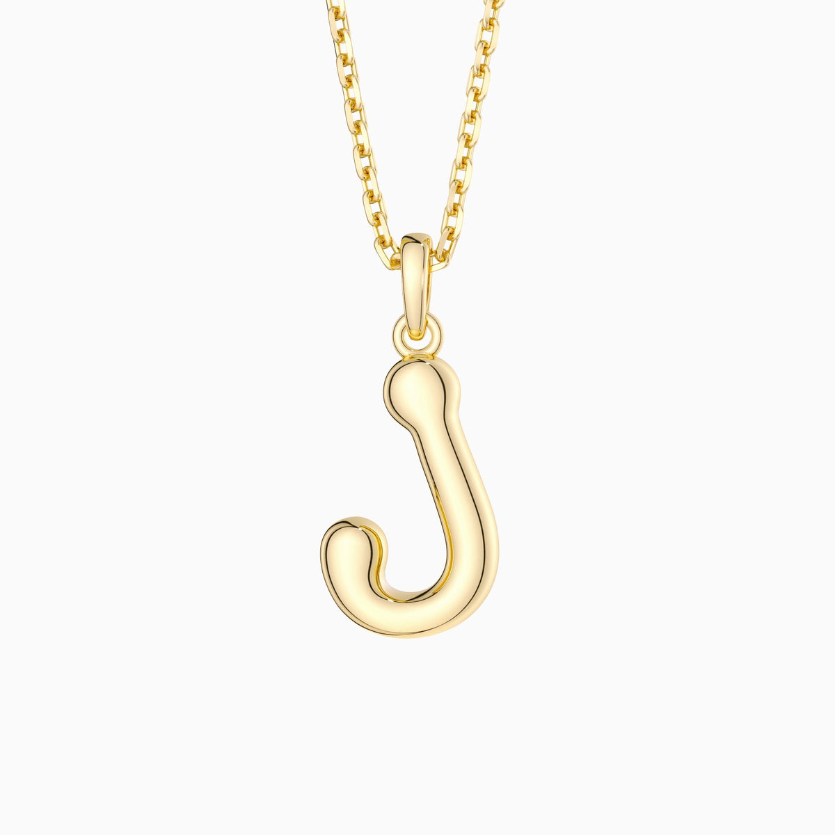Bubble Initial Letter J Pendant Necklace
