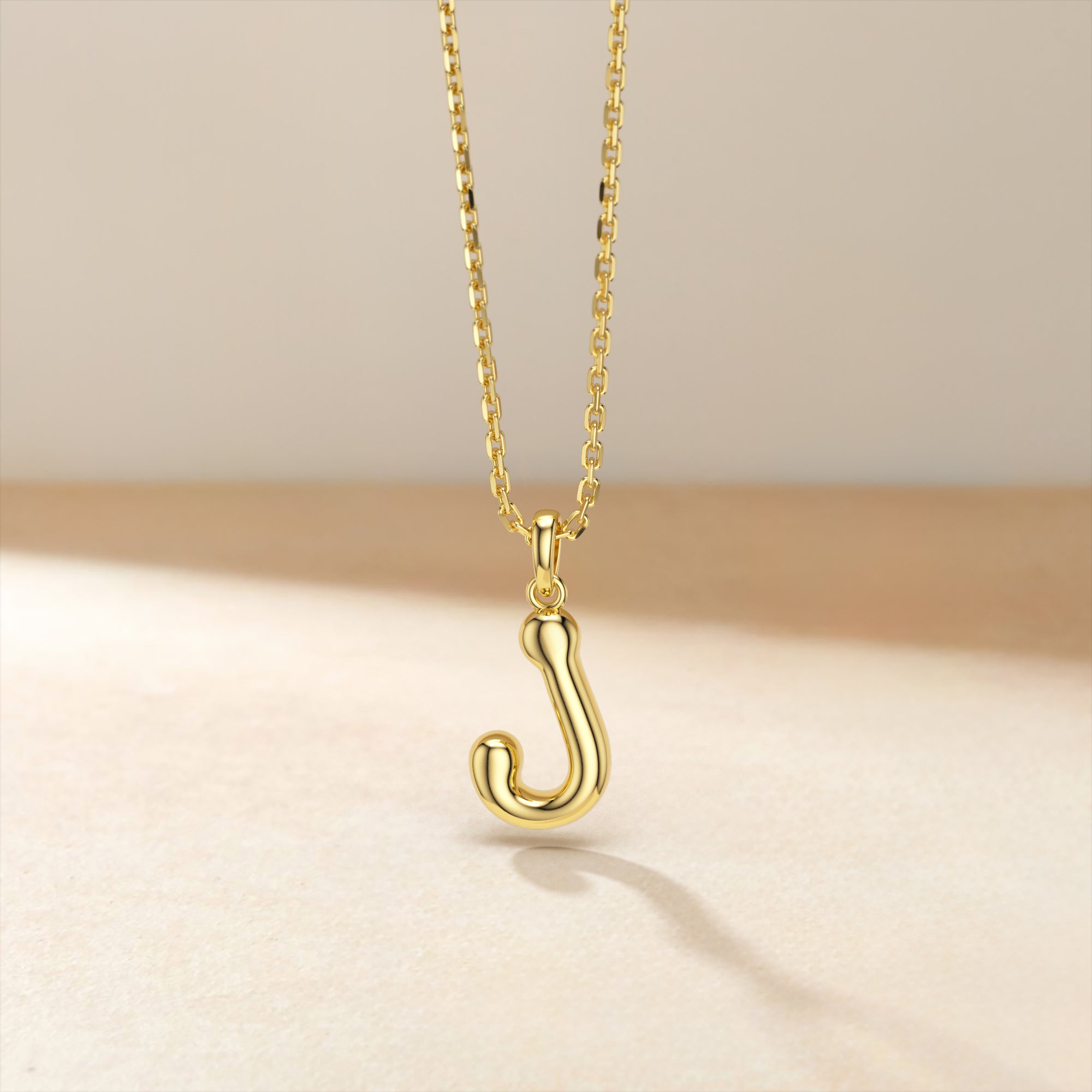 Bubble Initial Letter J Pendant Necklace
