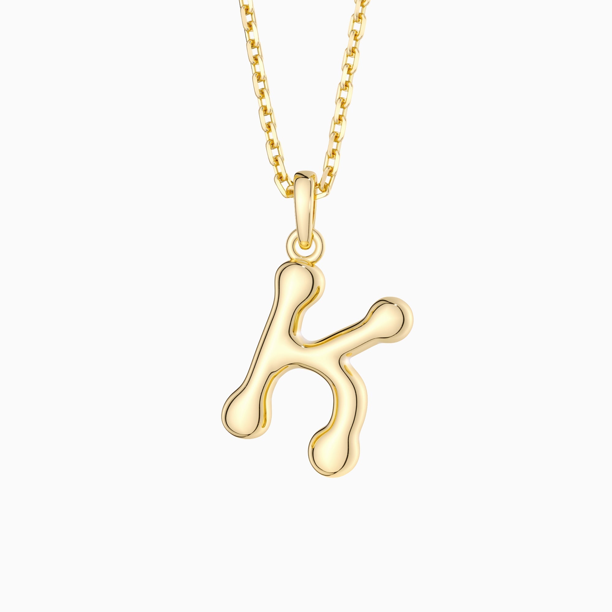 Bubble Initial Letter K Pendant Necklace