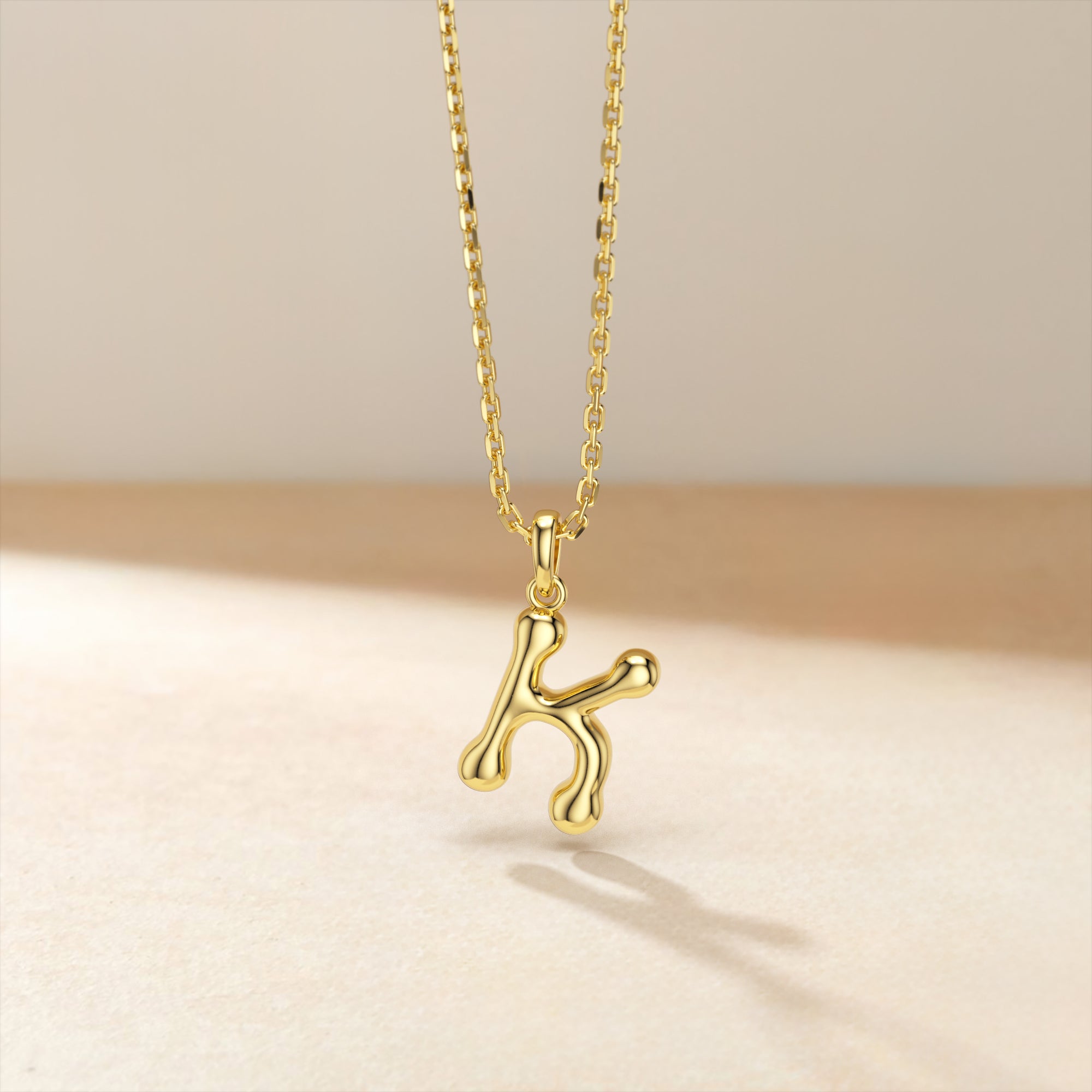 Bubble Initial Letter K Pendant Necklace