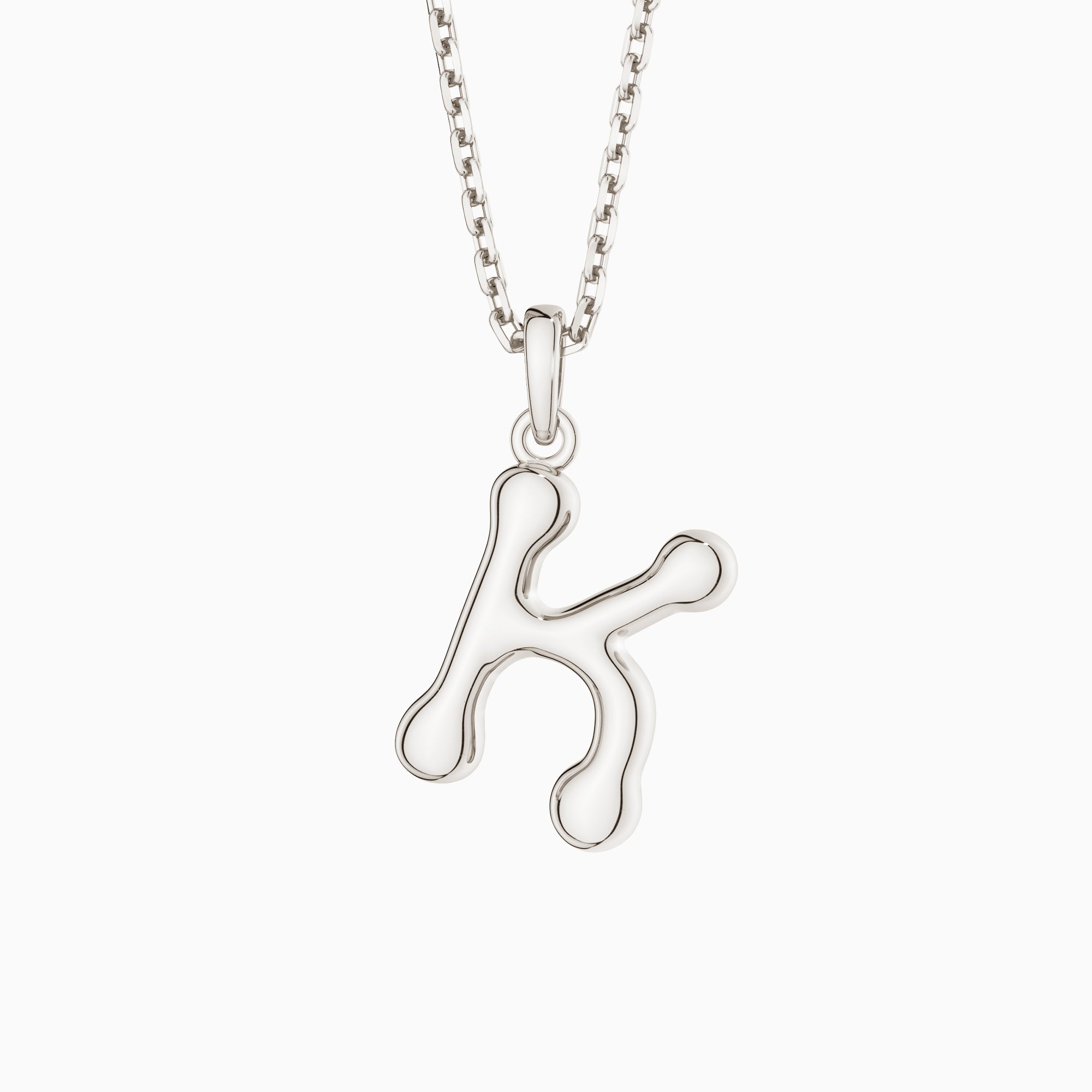 Bubble Initial Letter K Pendant Necklace