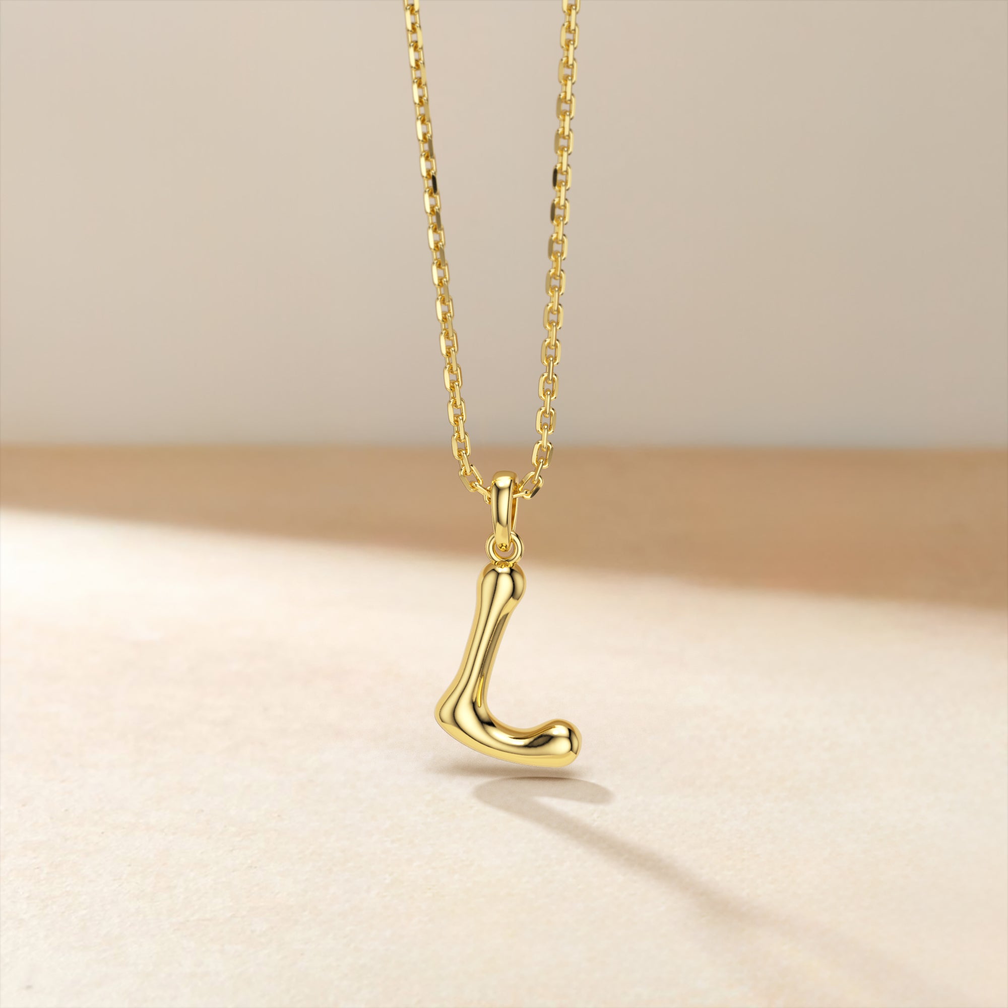 Bubble Initial Letter L Pendant Necklace