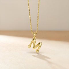 Bubble Initial Letter M Pendant Necklace