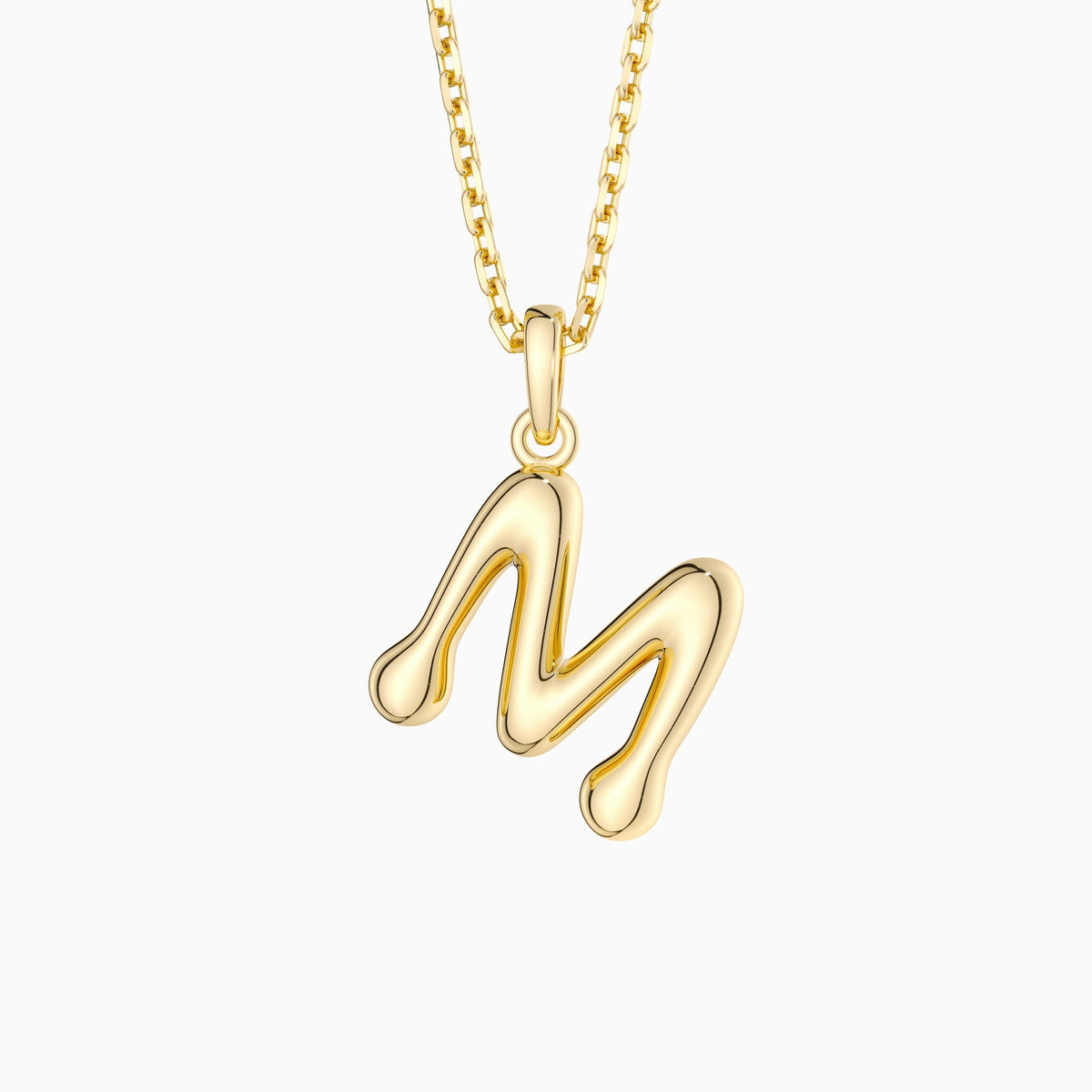 Bubble Initial Letter M Pendant Necklace