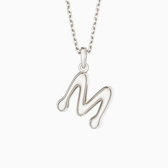 Bubble Initial Letter M Pendant Necklace