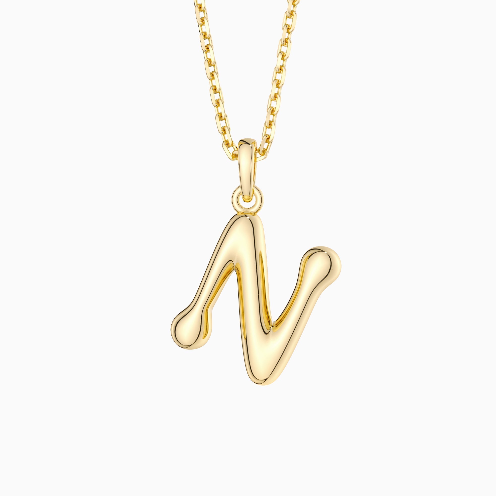 Bubble Initial Letter A-Z Pendant Necklace