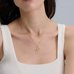 Bubble Initial Letter N Pendant Necklace