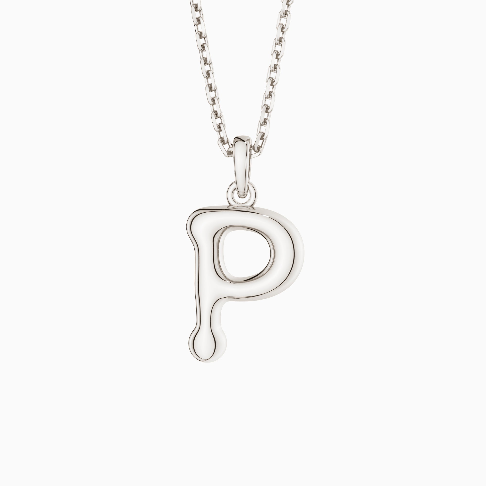 Bubble Initial Letter P Pendant Necklace
