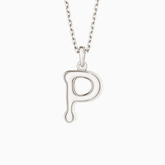 Bubble Initial Letter P Pendant Necklace