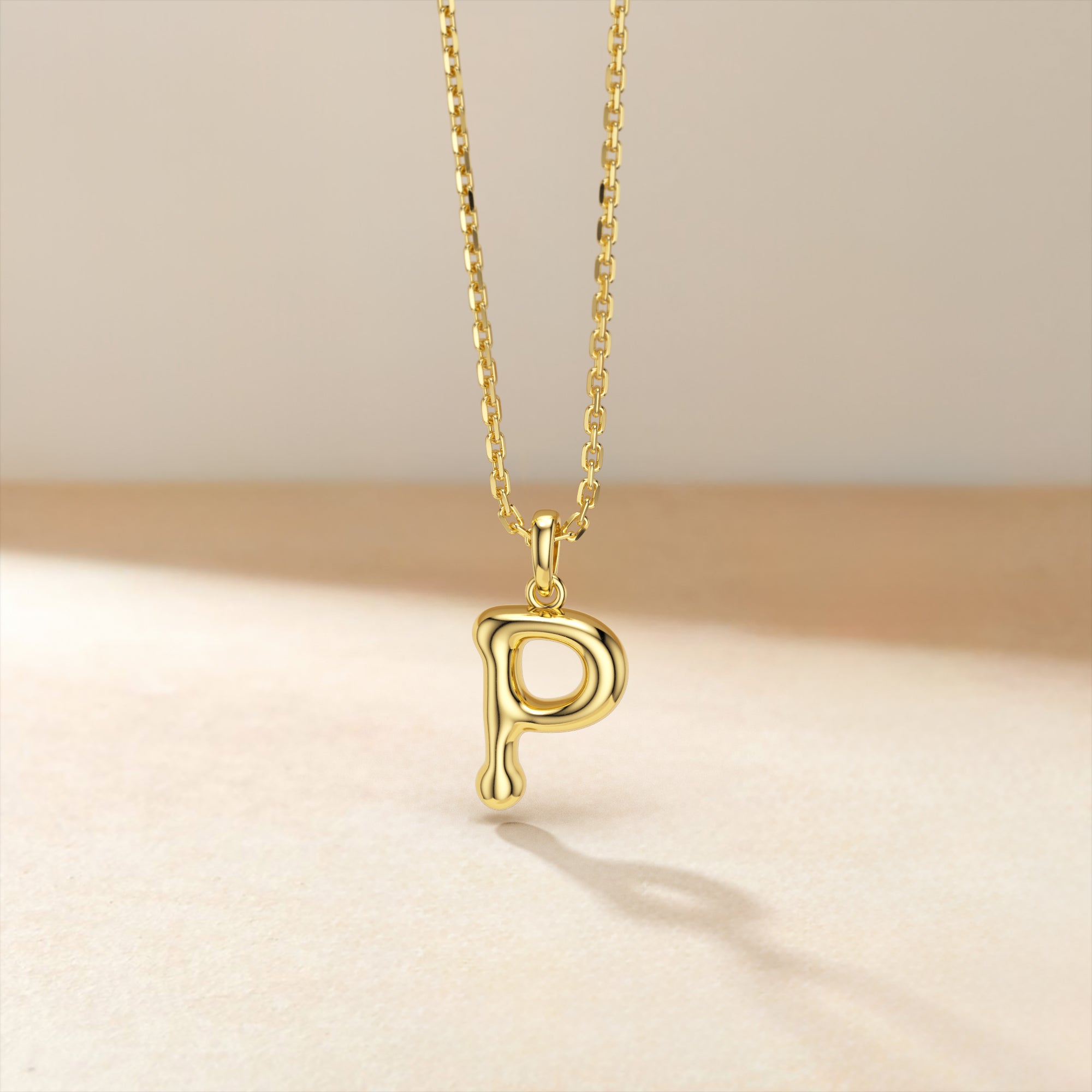 Bubble Initial Letter P Pendant Necklace