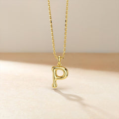 Bubble Initial Letter P Pendant Necklace