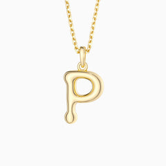 Bubble Initial Letter P Pendant Necklace