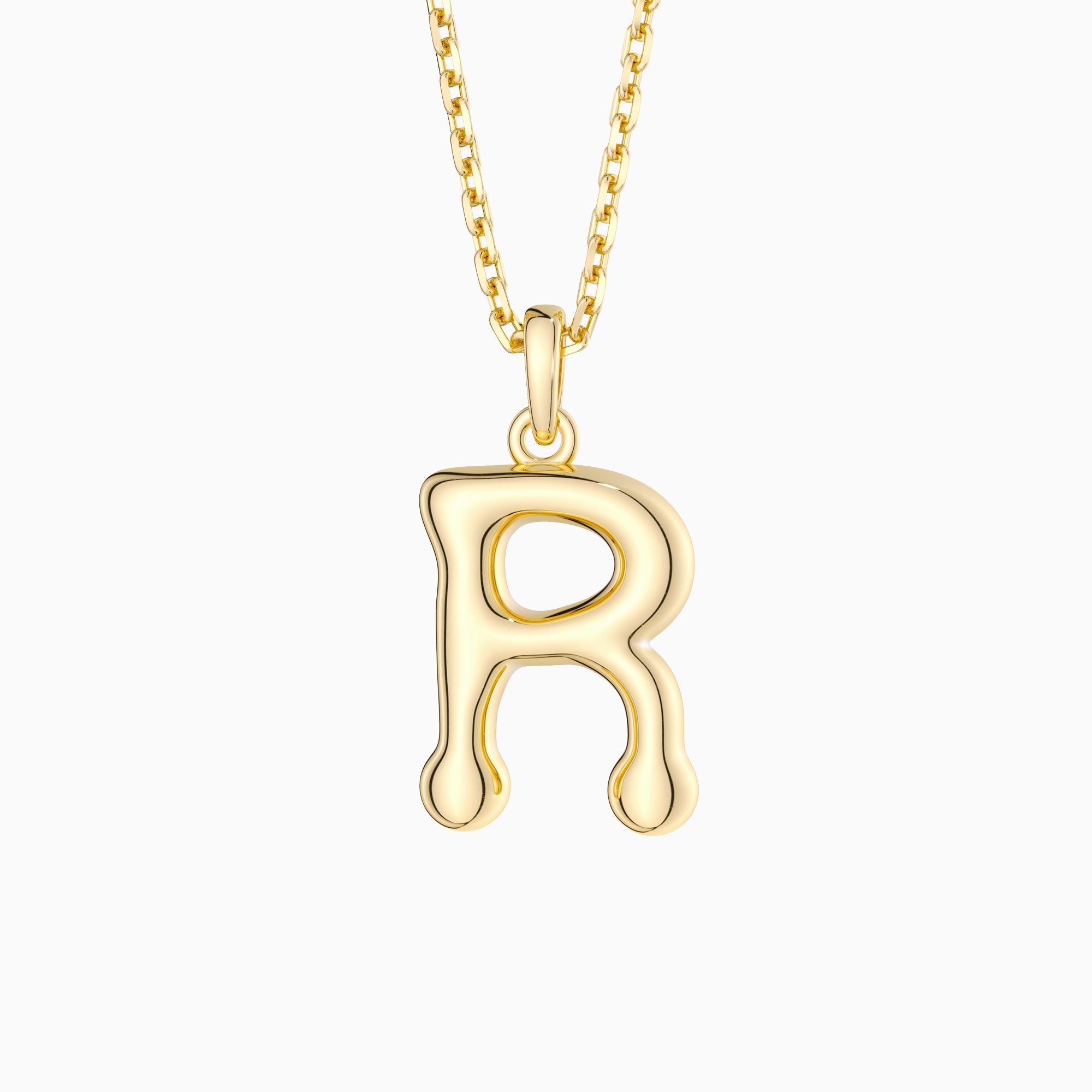 Bubble Initial Letter A-Z Pendant Necklace