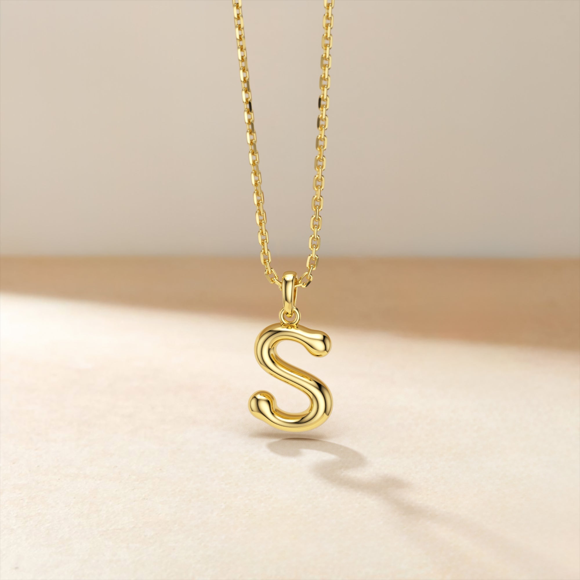Bubble Initial Letter S Pendant Necklace