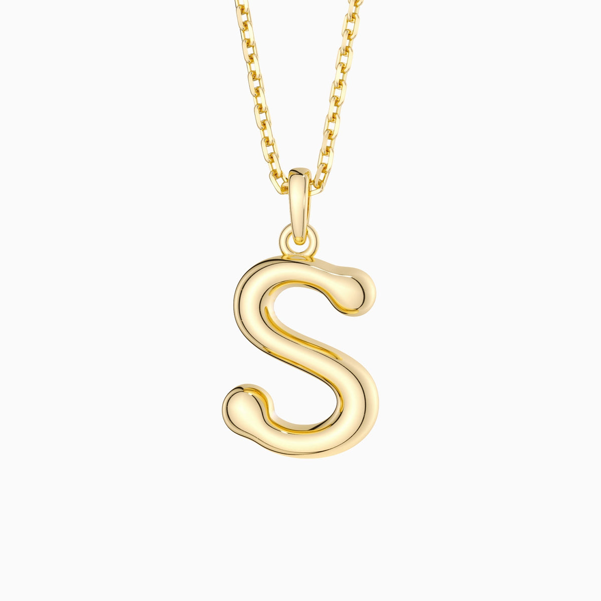 Bubble Initial Letter S Pendant Necklace