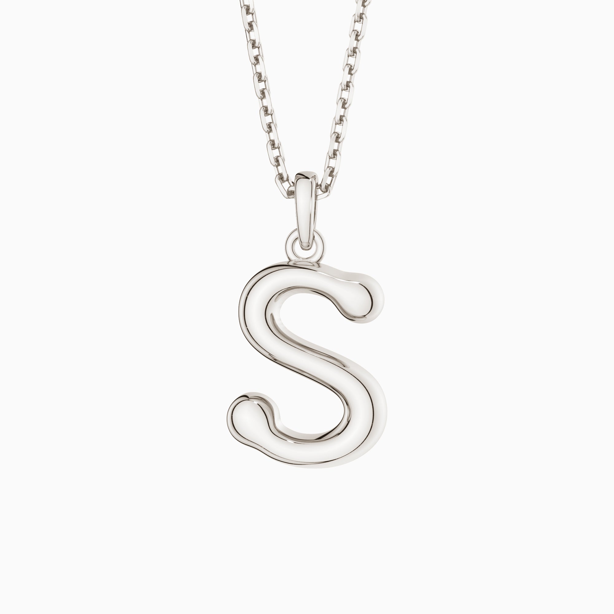 Bubble Initial Letter S Pendant Necklace