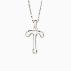 Bubble Initial Letter T Pendant Necklace