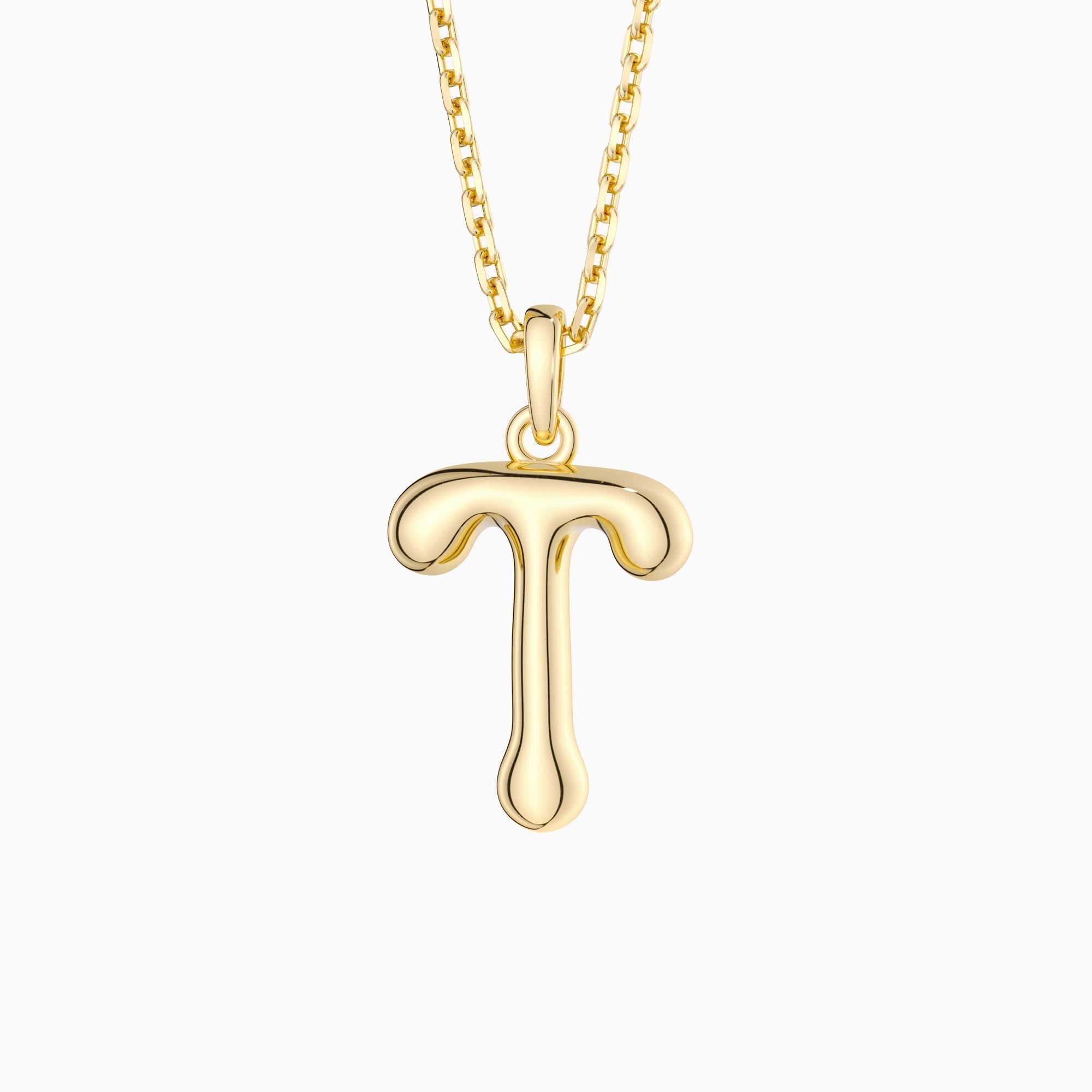 Bubble Initial Letter A-Z Pendant Necklace