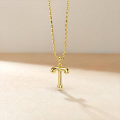Bubble Initial Letter T Pendant Necklace