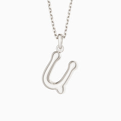 Bubble Initial Letter U Pendant Necklace