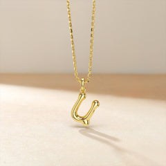 Bubble Initial Letter U Pendant Necklace