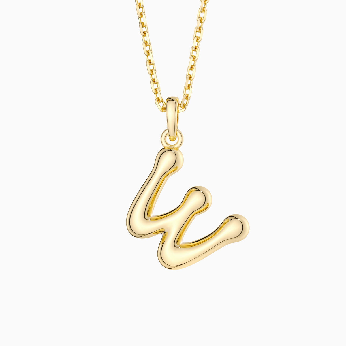 Bubble Initial Letter W Pendant Necklace