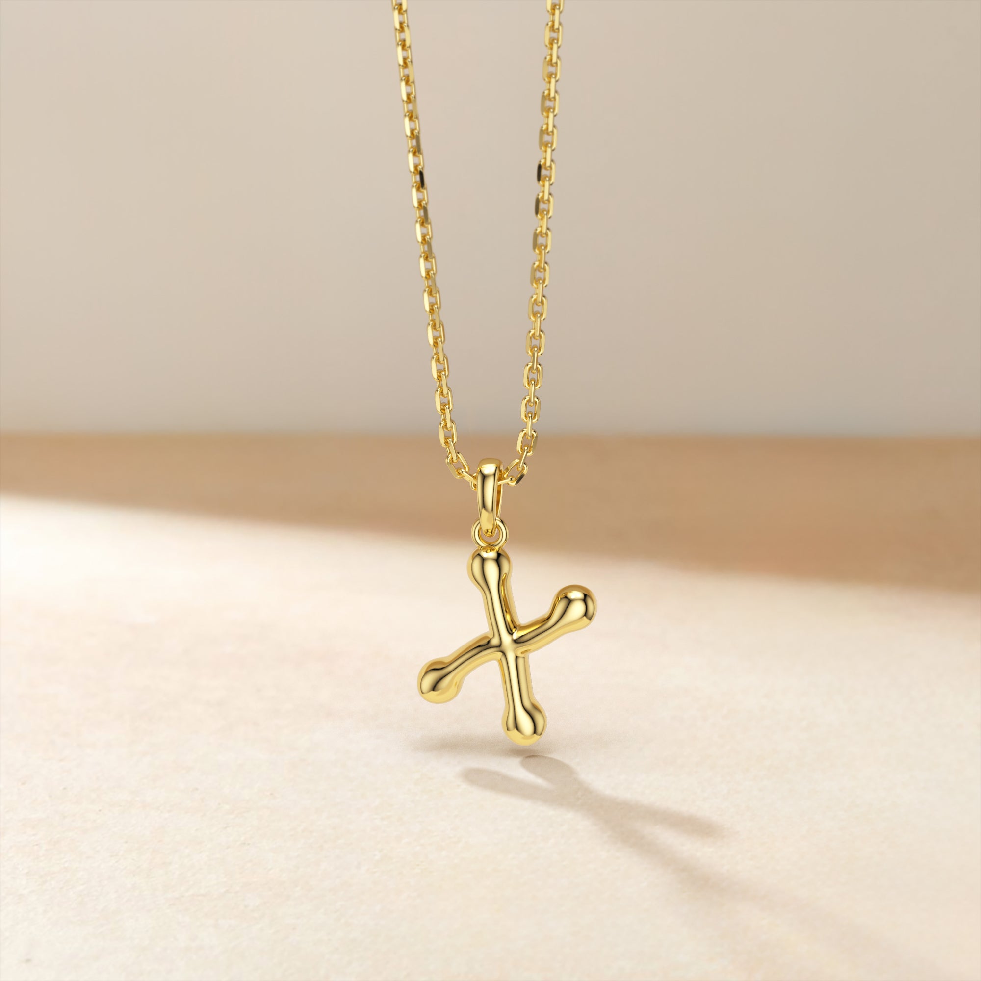 Bubble Initial Letter X Pendant Necklace