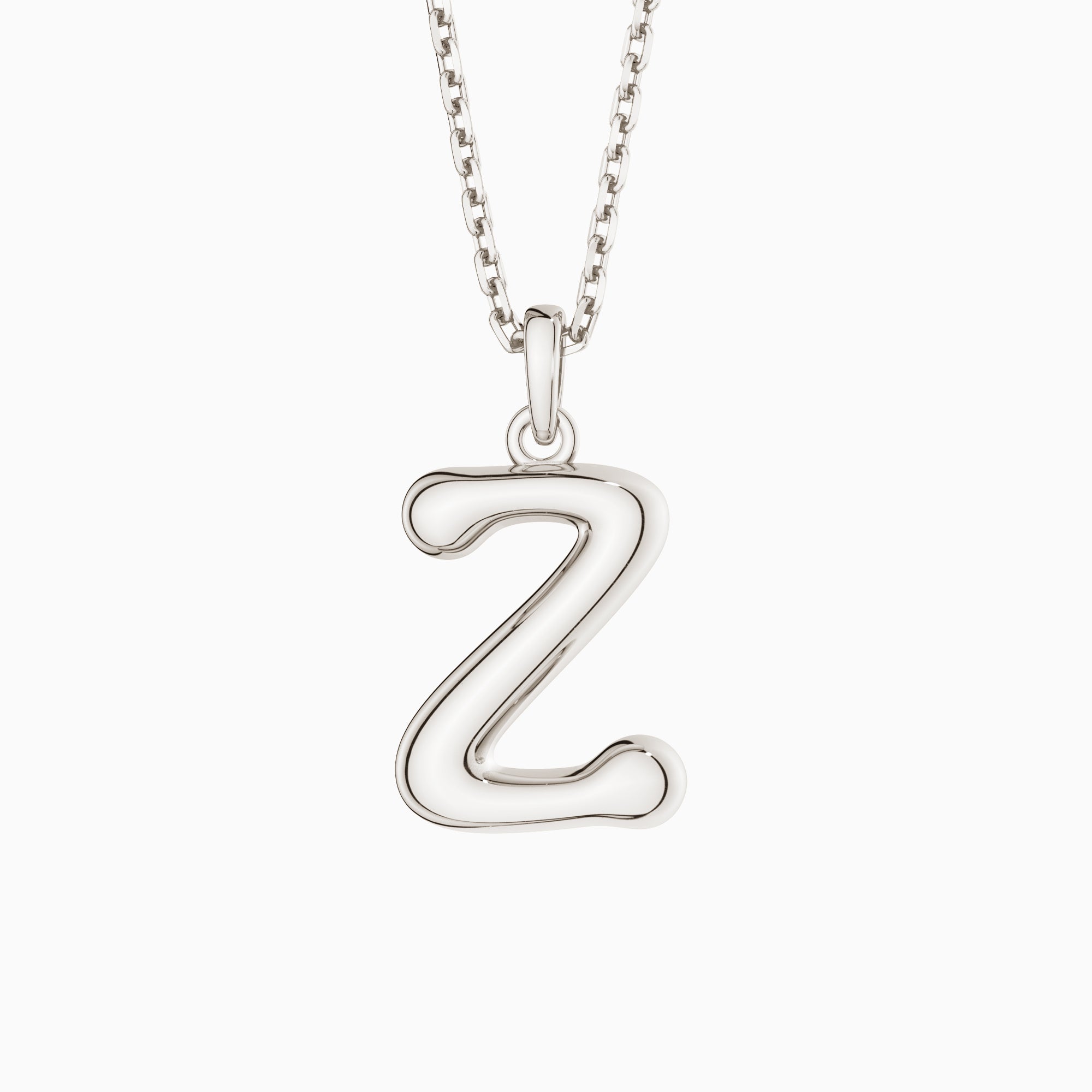 Bubble Initial Letter A-Z Pendant Necklace